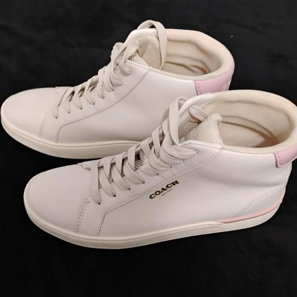 Coach Leather High Top Woman Sneakers Size 7.5 - Picture 3 of 10